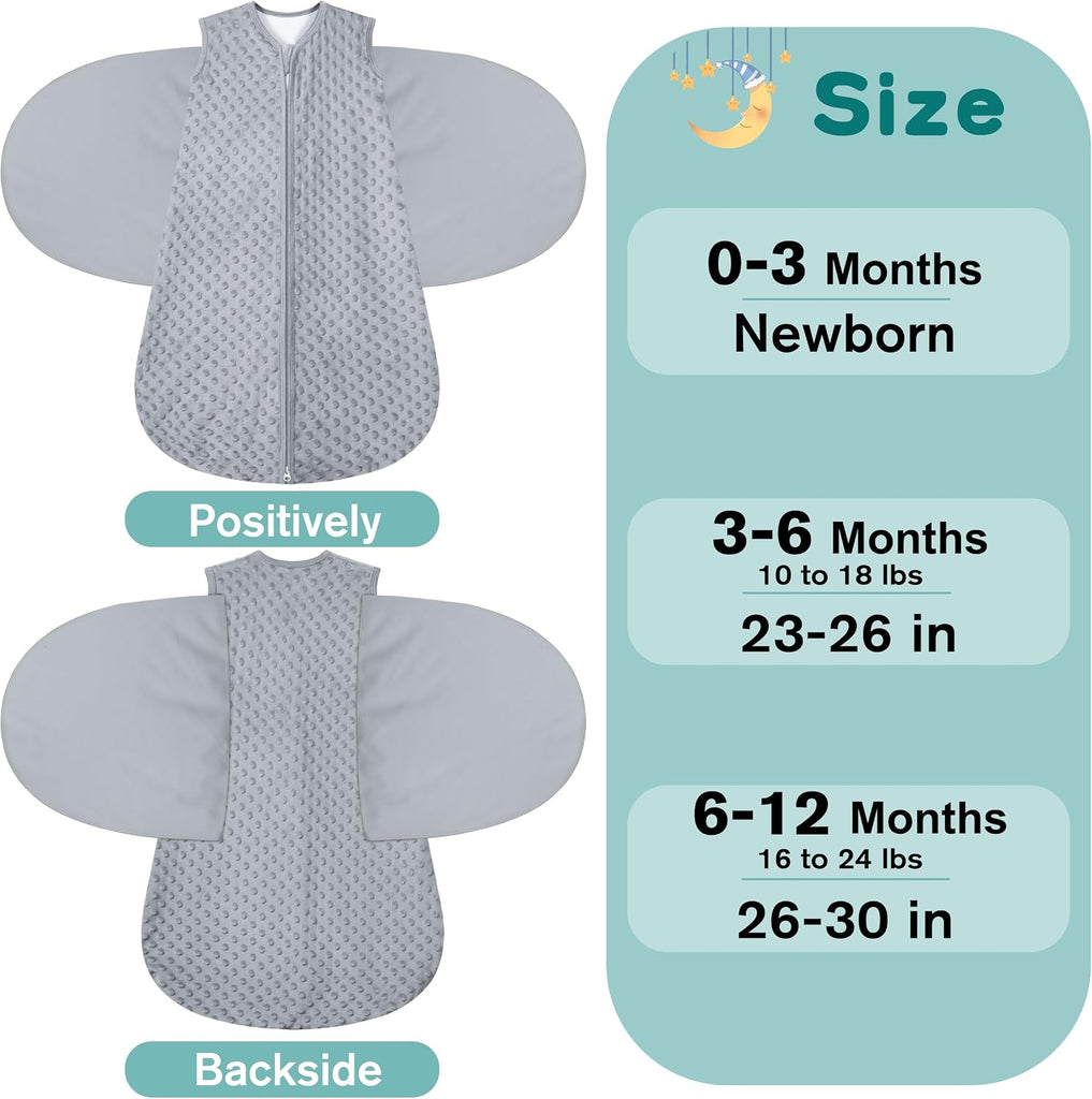 Fleece Sleep Sack Baby Swaddle, Way Adjustable Wearable Blanket,2 Pack Fleece Swaddling sleeping bag TOG