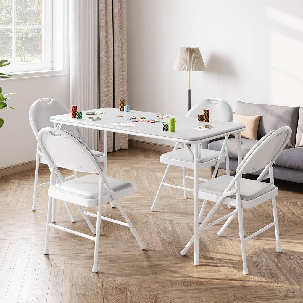 4 Feet Folding Table, Protable Foldable Card Table, Gray