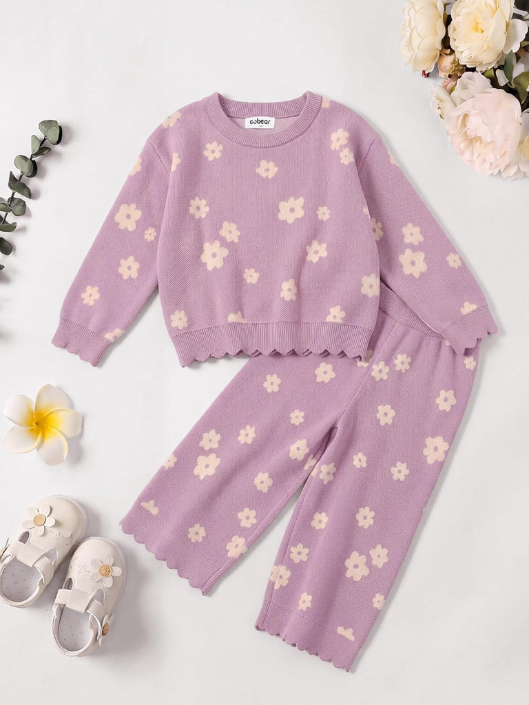 Toddler Girls Jacquard Sweater Set 2 Piece Outfit