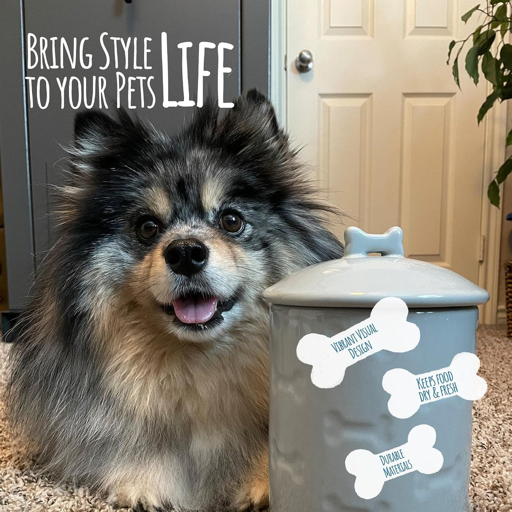 Ceramic Pet Treat Jar with Airtight Lid for Dogs, Cats, Puppies and More, Chic Kitchen Countertop Container