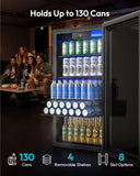Mini Fridge 130 Can Beverage Refrigerator Cooler Glass Door for Soda Wine Beer, 