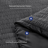 7 Piece King Comforter Set Seersucker, All Season Luxury Bed in a Bag, Bedding Set with Comforters, Sheets