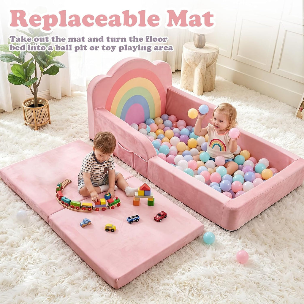 Toddler Floor Bed, Soft Foam Toddler Bed and Kids Bed, No Assembly Required