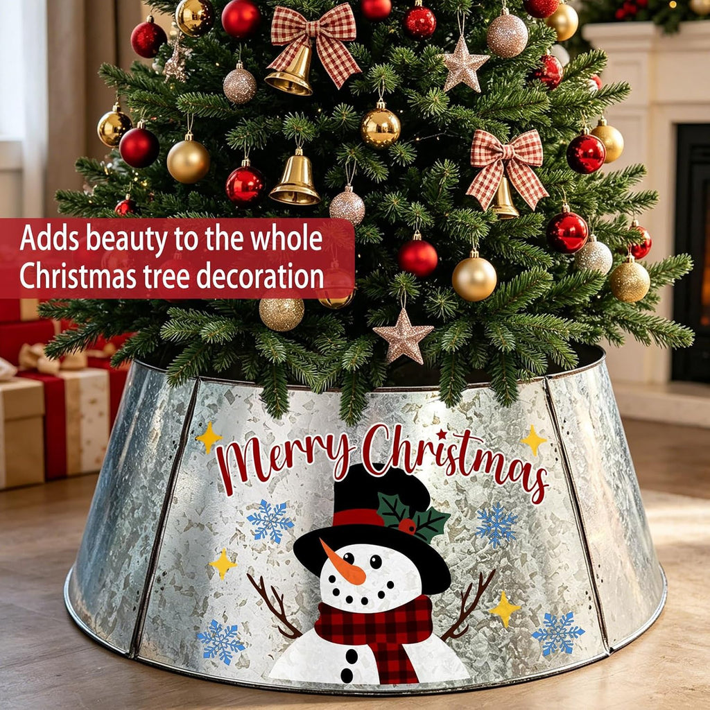 Christmas Tree Collar 29 Inch Diameter Base, Christmas Snowman Decor