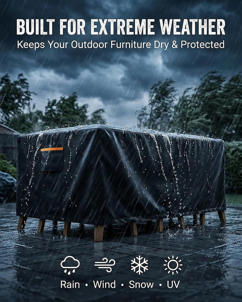 Outdoor Patio Furniture Cover Rectangular, Heavy Duty 600D Waterproof Cover for Table & Chair Set, Windproof, UV