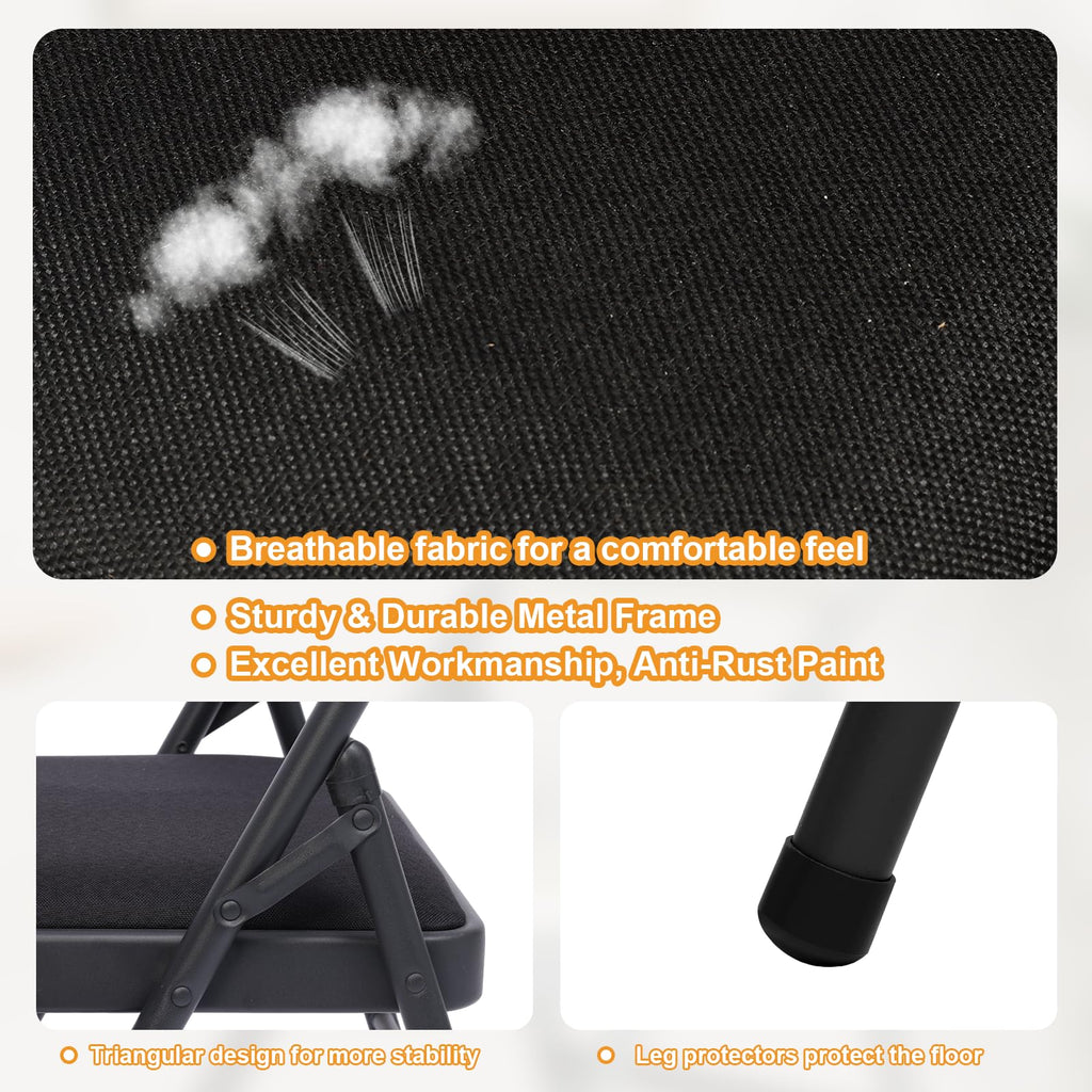 20 Pack Padded Folding Chairs with Fabric Cushion and Back, Charcoal Black