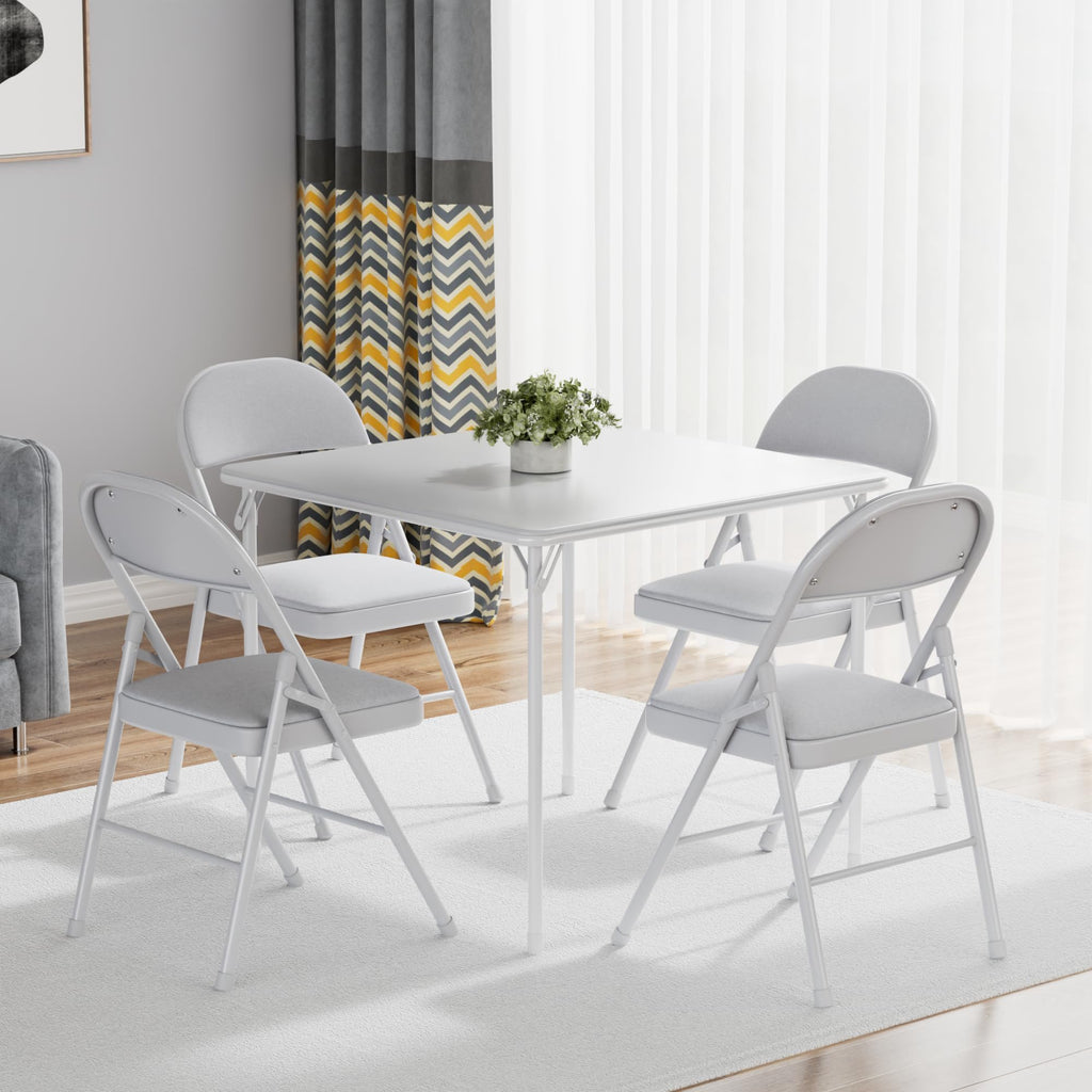 Folding Chairs Set, Indoor Outdoor, Neutral Grey