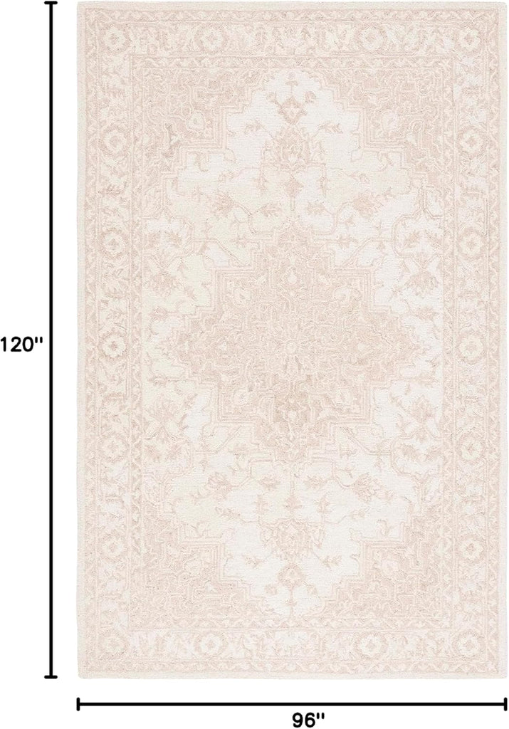 Area Rug 8x10 - Metro - Large - Beige & Ivory, Handmade Wool, Oriental Medallion Design