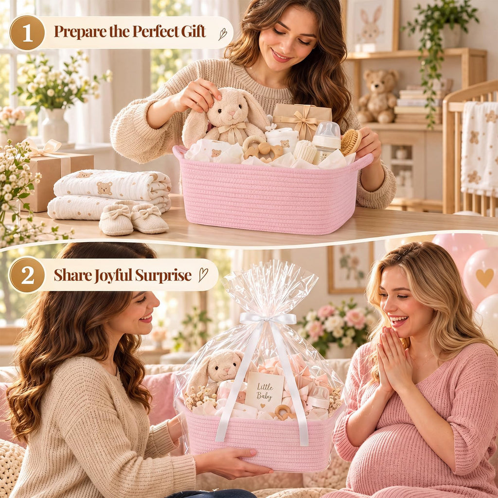 Gift Basket Empty with Handle, Small Woven Baskets for Gifts Empty