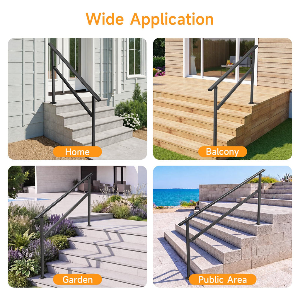 Hand Rails for Outdoor Steps 2-5 Steps Wrought Iron Handrails