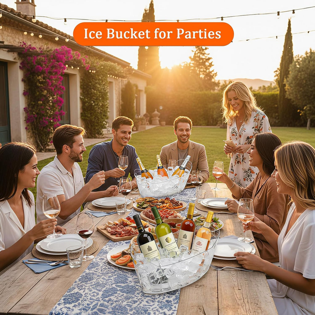 6.5L Ice Bucket 2 Pack Ice Buckets for Parties, Beverage Tub for Cocktail Bar with Handle, Drink Cooler for Wine Beer - Set of 2