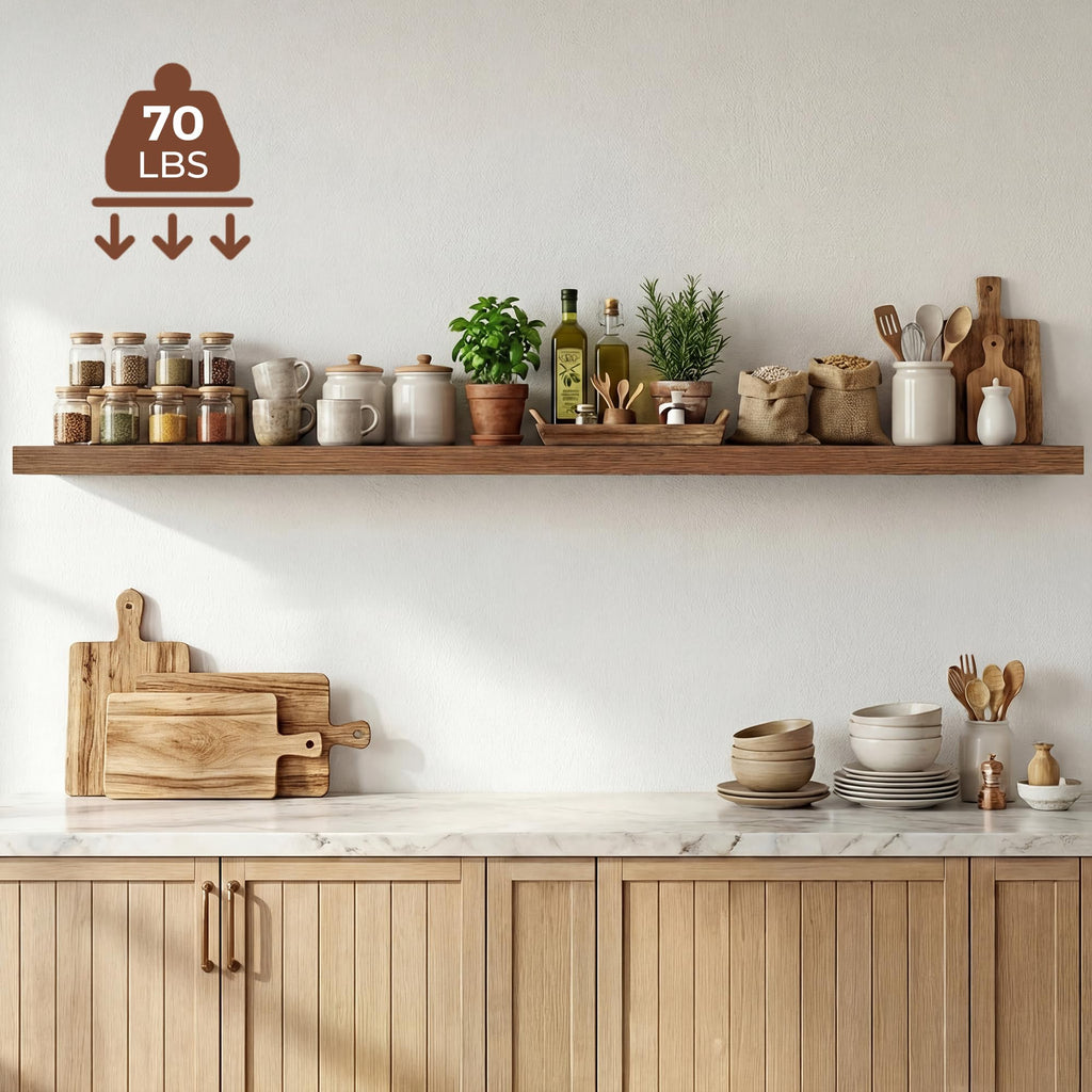 72 Inches Floating Shelves for Wall, 9.3" Deep Long Floating Shelves Set of 1, Large Display & Storage Shelf, Wall Shelf