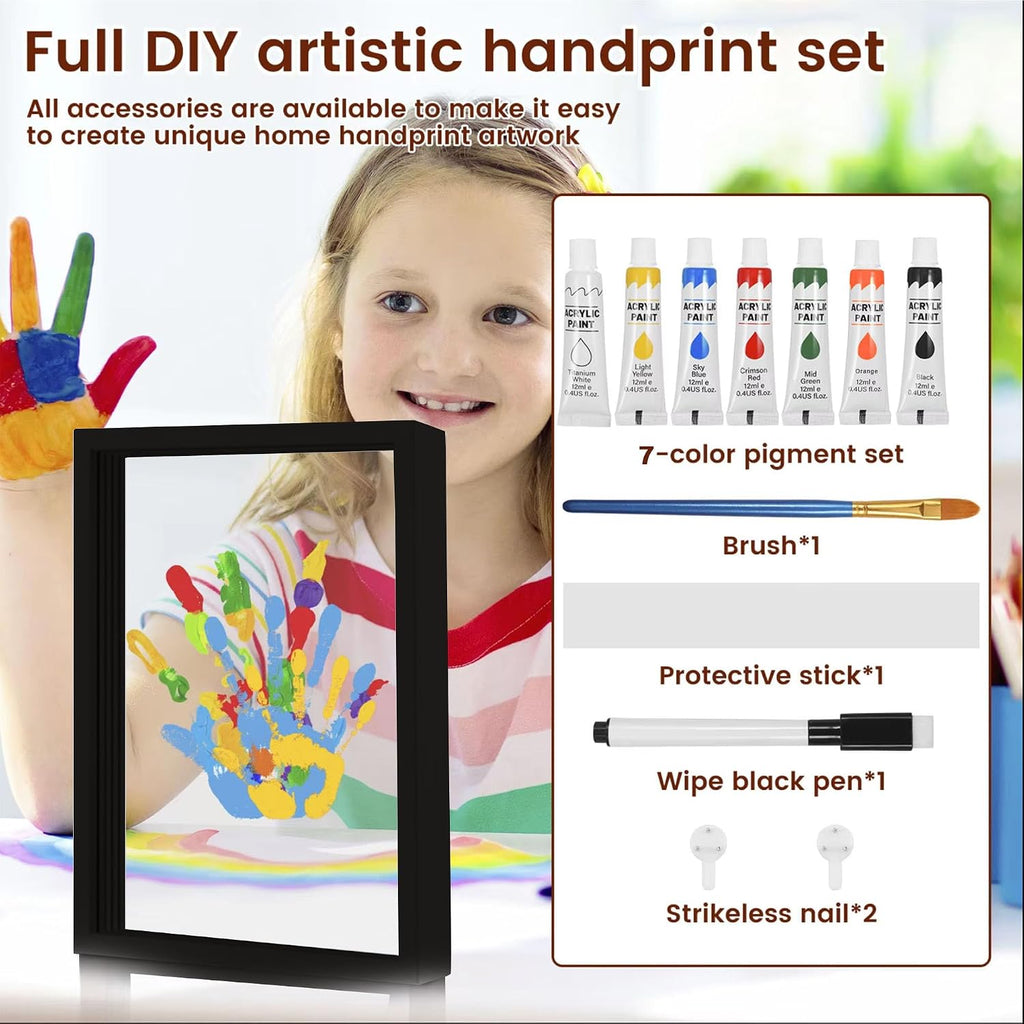Hand and Footprint Kit for Family New Parents Mom Baby Keepsake, 5 Sheets, Black Wood Frame, Handprint Ornament