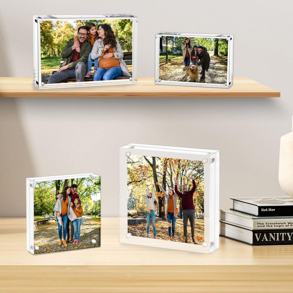 6x6 Acrylic Picture Frame 5 Pack, Frameless Clear Photo Frames