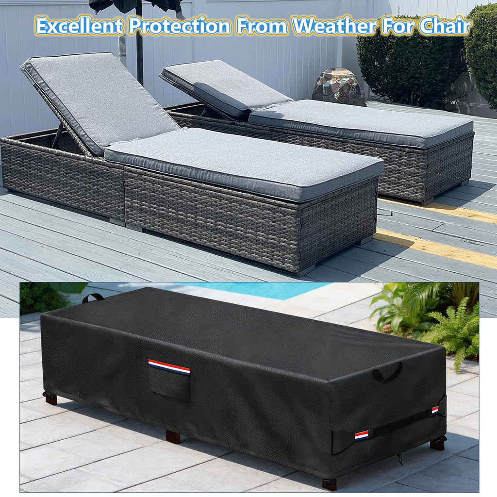 Waterproof Outdoor Lounge Chair Covers 2 Pack, 78"Lx27"Wx14"H inch