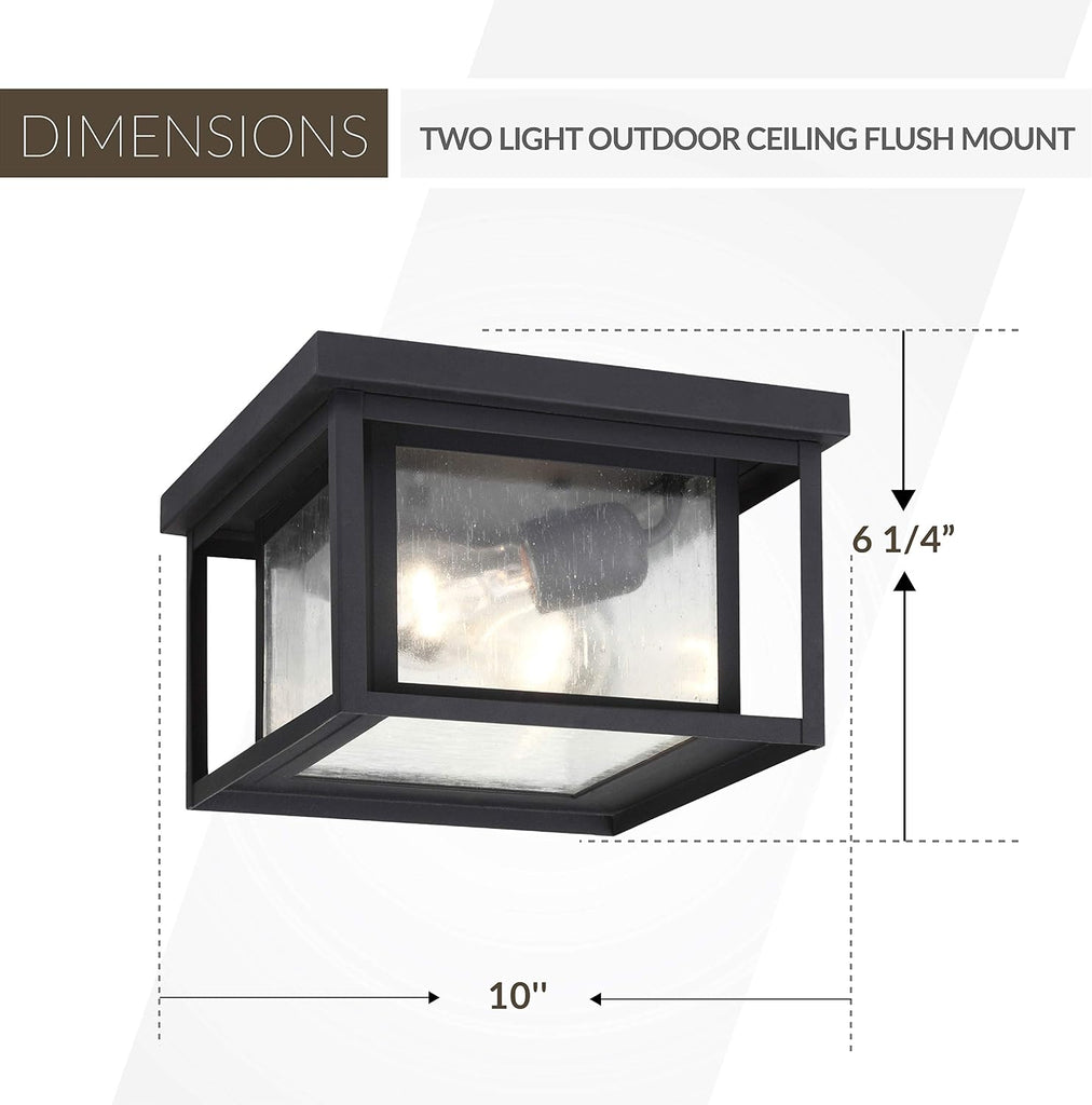 Hunnington Cast Aluminum Outdoor Ceiling Lighting, 30W, Black, Two Light, 2-Light, cETL Listed
