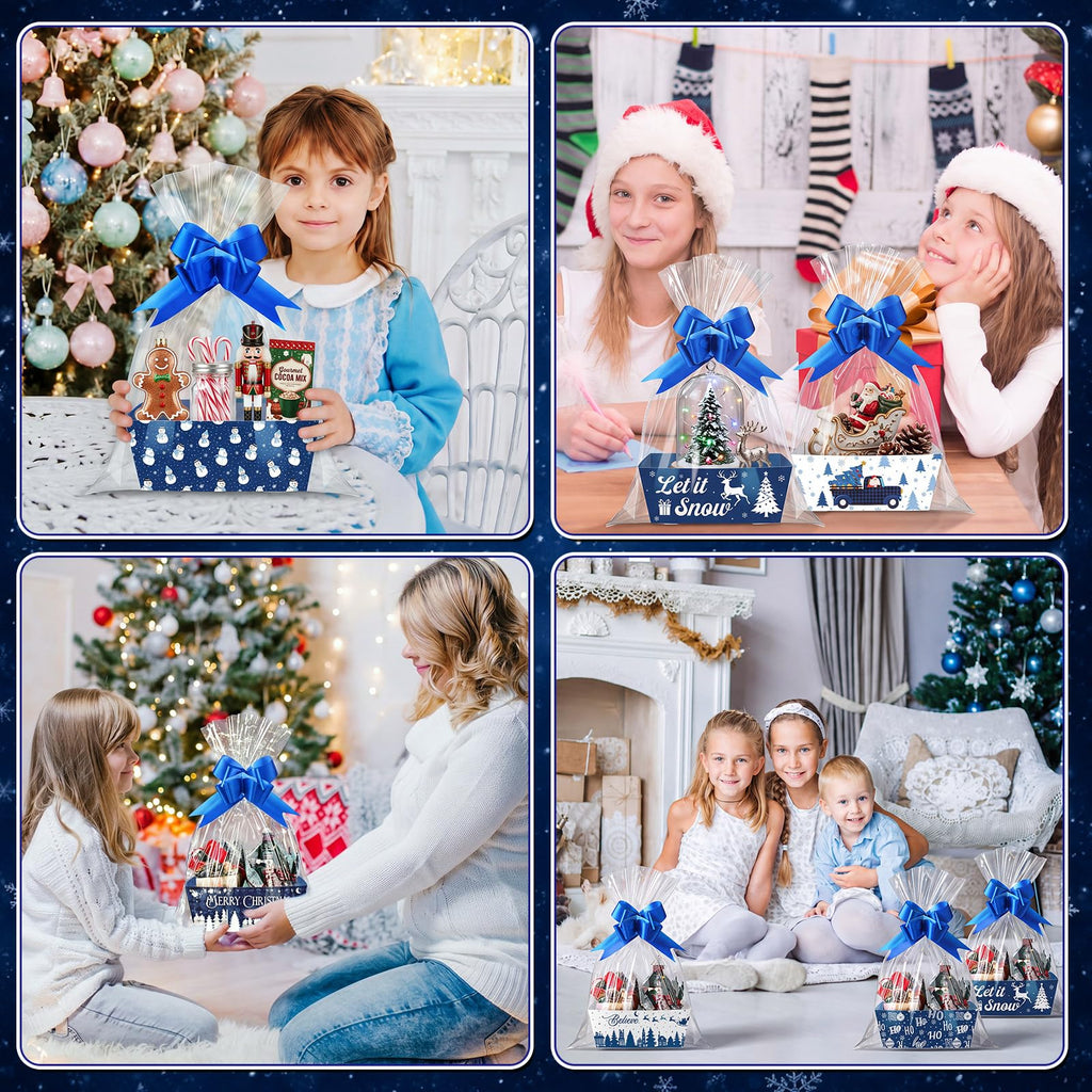 72 Pcs Christmas Blue Gift Baskets Empty to Fill Kit