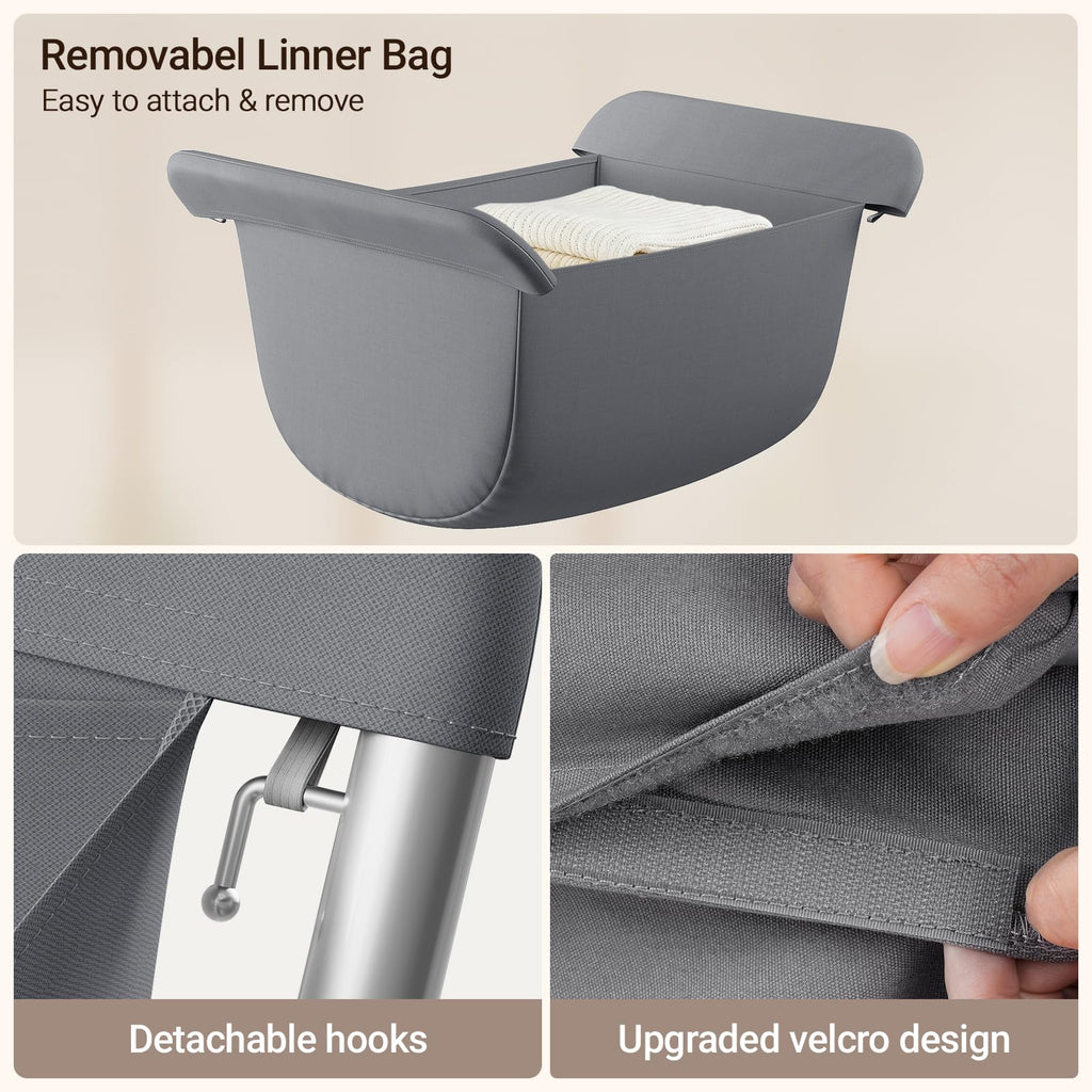 Laundry Basket with Wheels, Collapsible Laundry Hamper, Gray
