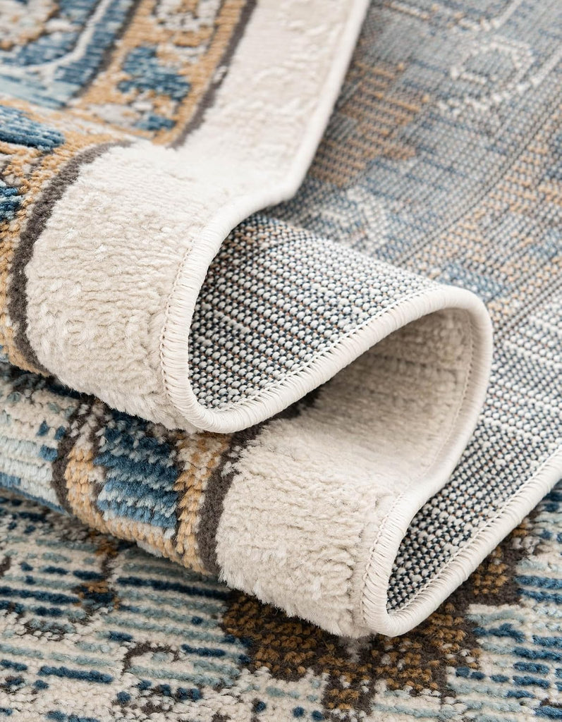 Nyla Collection Area Rug - Winner (6' 1" x 9' Oval Blue/Dark Gray)