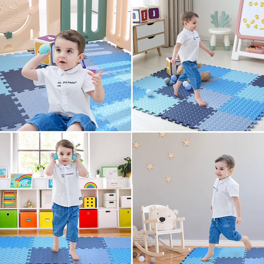16 Tiles Foam Play Mat, Soft & Safe EVA Foam Mats for Floor, Square Play Mat, Kids Foam Puzzle Floor Mat, 47x47 Play
