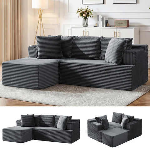 80" Cloud Modular Sectional Sofa with L-Shaped, Boneless Couches for Living Room