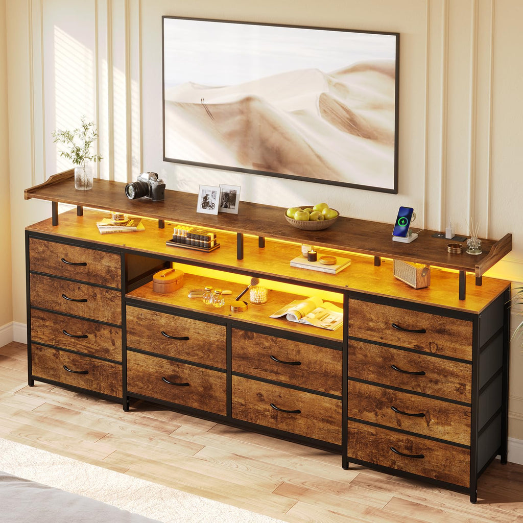 12 Drawers TV Stand Dresser for 55, 60, 70 inch TV