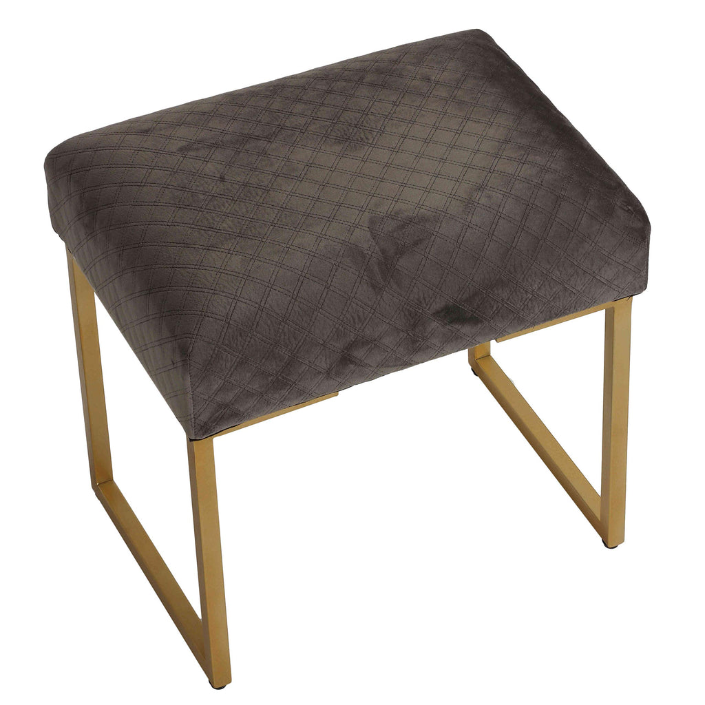 Allium Ottoman with Painted Gold Legs, 19" Wide, Gray Velvet