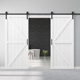 72" x 84" Double Barn Door and Hardware Kit Included & 13.2FT Track & Handle, Mortise and Tenon Stru