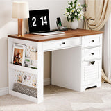 47" Home Office Desks, Executive Desk, Farmhouse Computer Desk with Drawers and Charging Station, File Drawer