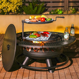 36 Inch Fire Pit with 2 Cooking Grills,Outdoor Wood Burning BBQ Firepit with Lid, 3-in-1 Outdoor Fire Pit for Backyard Deck Bonfire Patio - Image 2