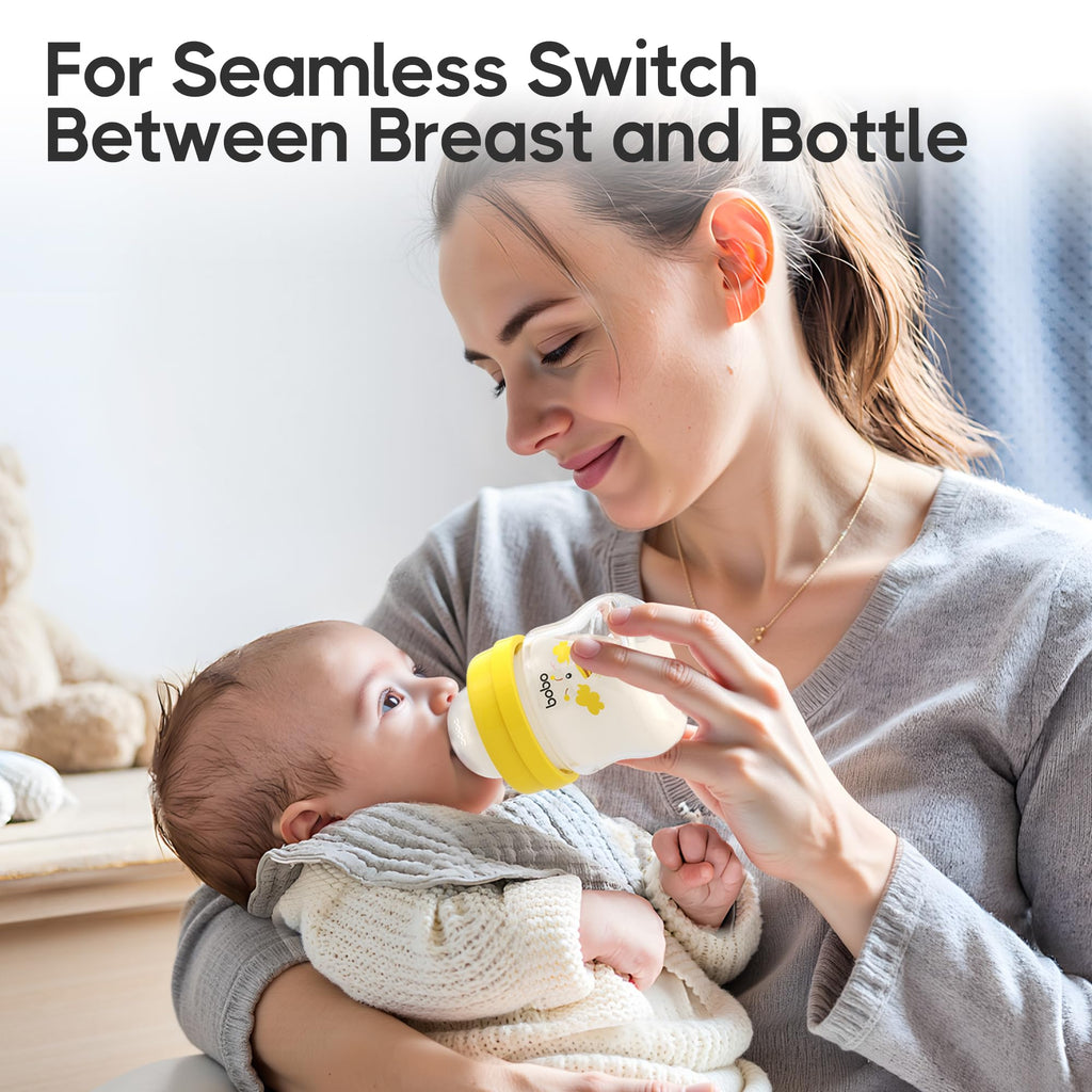 Glass Baby Bottles with Slow Flow Nipple, Newborn Anti-Colic Baby Bottles for 0+ Months, Wide Neck Feeding Bottle