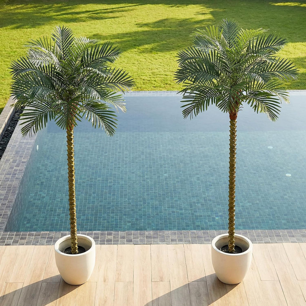 9ft Artificial Palm Trees, UV Resistant, Set of 2