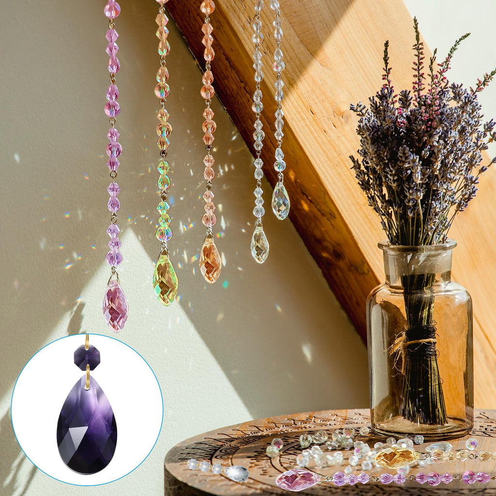 Teardrop Crystal Chandelier Pendants Beads, 10 Pack 60mm Length 38mm Chandelier Prisms Parts Ornaments Hanging Beads