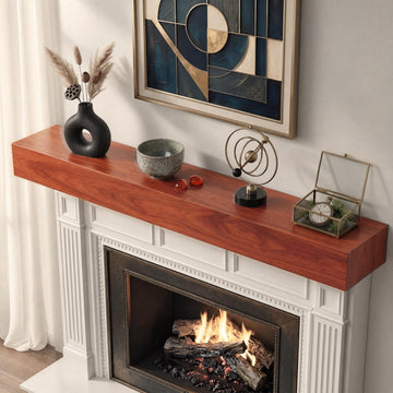 60inch Fireplace Mantel, Rustic Solid Wood Shelf Over Fireplace, Farmhouse Wall Decor Long Floating Fireplace Mantel