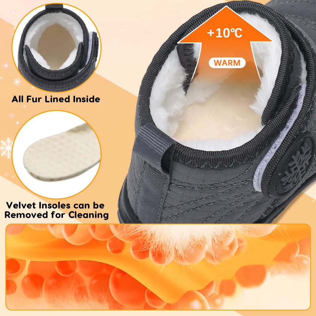Baby Girls Boys Winter Boots Soft Bottom Non-Slip Warm Toddler Walking Shoes Infant Slippers Grey Baby