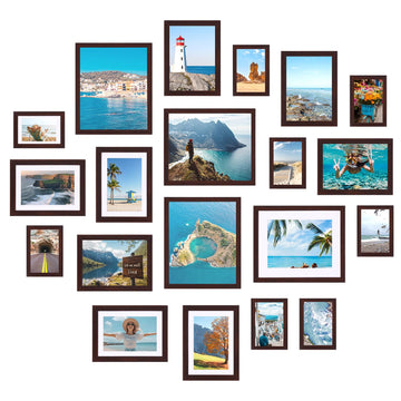 Collage Picture Frames Set, 20 Pack, PVC, Brown, 8x10, 5x7, 4x6