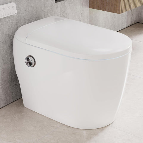 Compact Smart Toilet with Bidet Built In for Small Bathroom, Microbubble Wash Auto Flush Water Filter