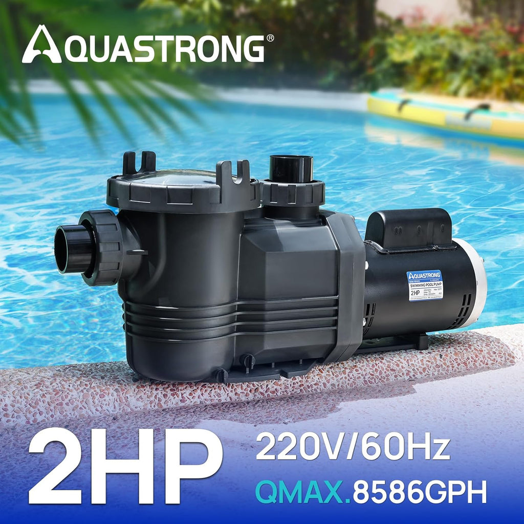 Riptide Series 2 HP In/Above Ground Pool Pump, 220V Single Speed, Up to 8,586 GPH High Flow, Pure Copper Motor