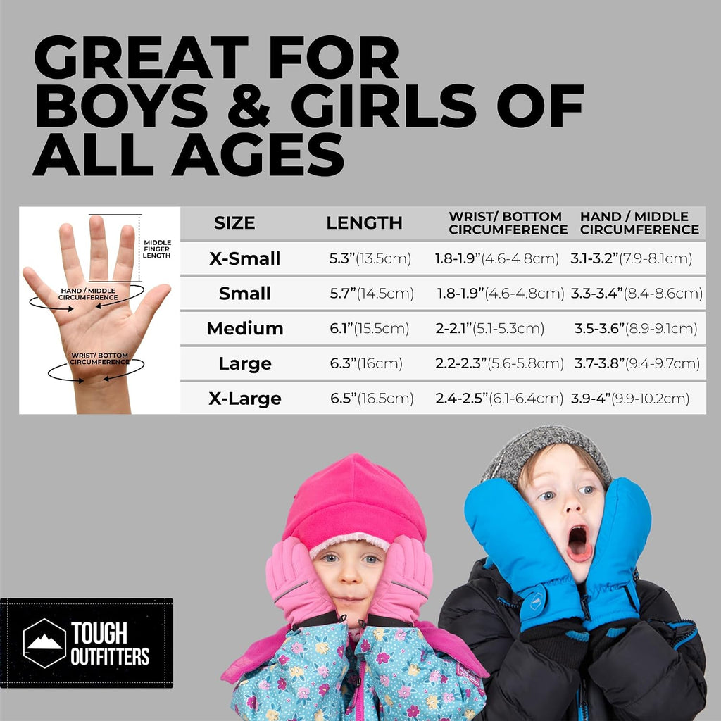 Kids Snow Gloves - Ski & Snowboarding Waterproof Insulated Winter Gloves for Girls, Boys & Toddlers