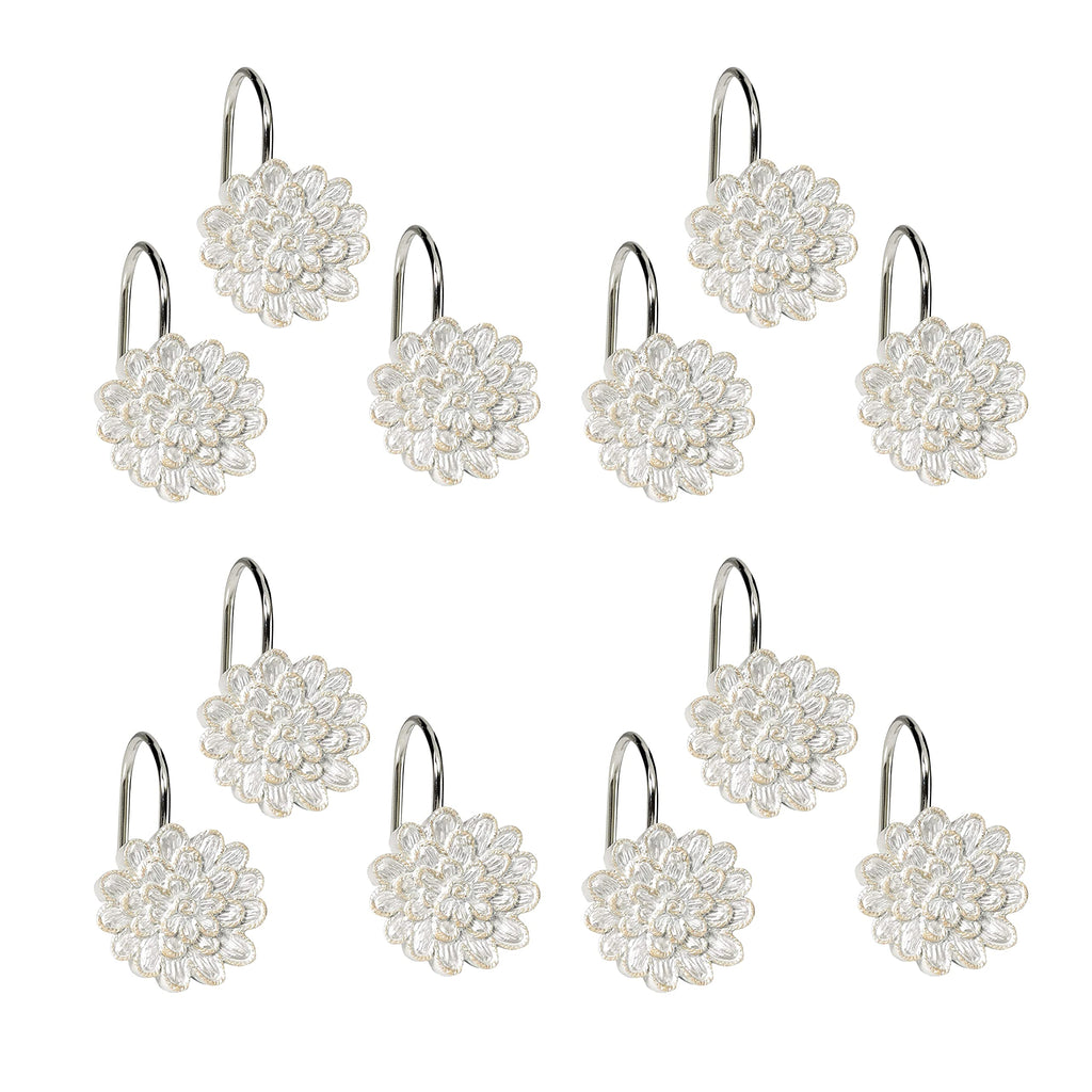 Rose Vine Shower Hooks Set - Curtain Rings with Unique Design - 12 Resin Hooks for Customizing Your Shower Space