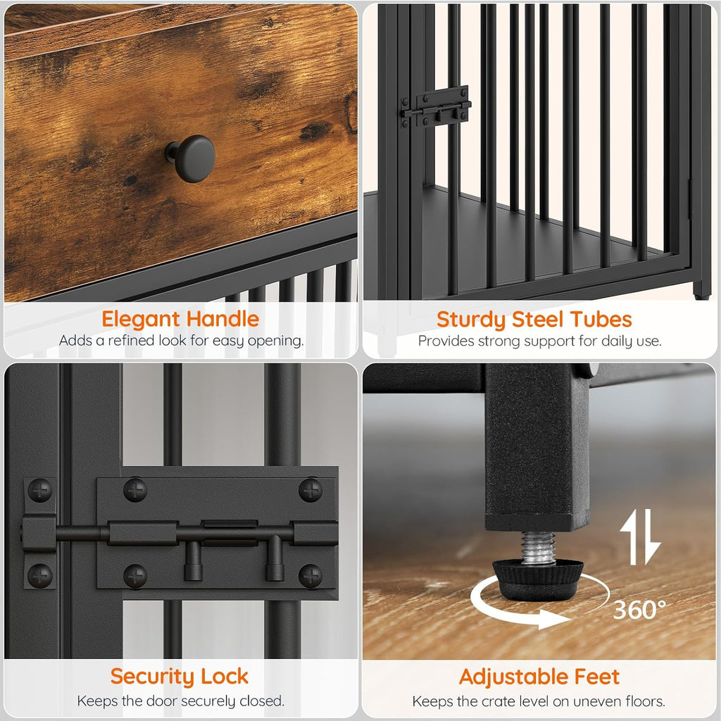 Dog Crate Furniture, Wooden Dog House, Decorative Dog Kennel with Drawer, Indoor Pet Crate End Table for Small Dog