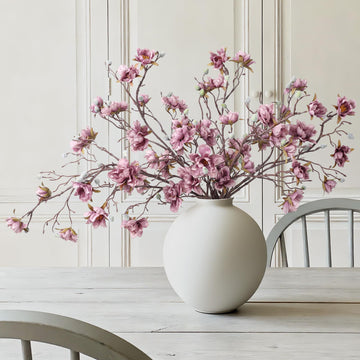 3PCS Artificial Magnolia Flowers Stems for Spring Decoration, Faux Purple Magnolia Branches with Buds, 34.5" Long
