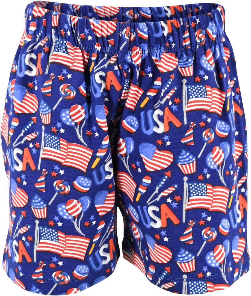 Boys 2pc Shorts Set Outfit Short Sleeve Shirt with Fun Applique Print and Shorts