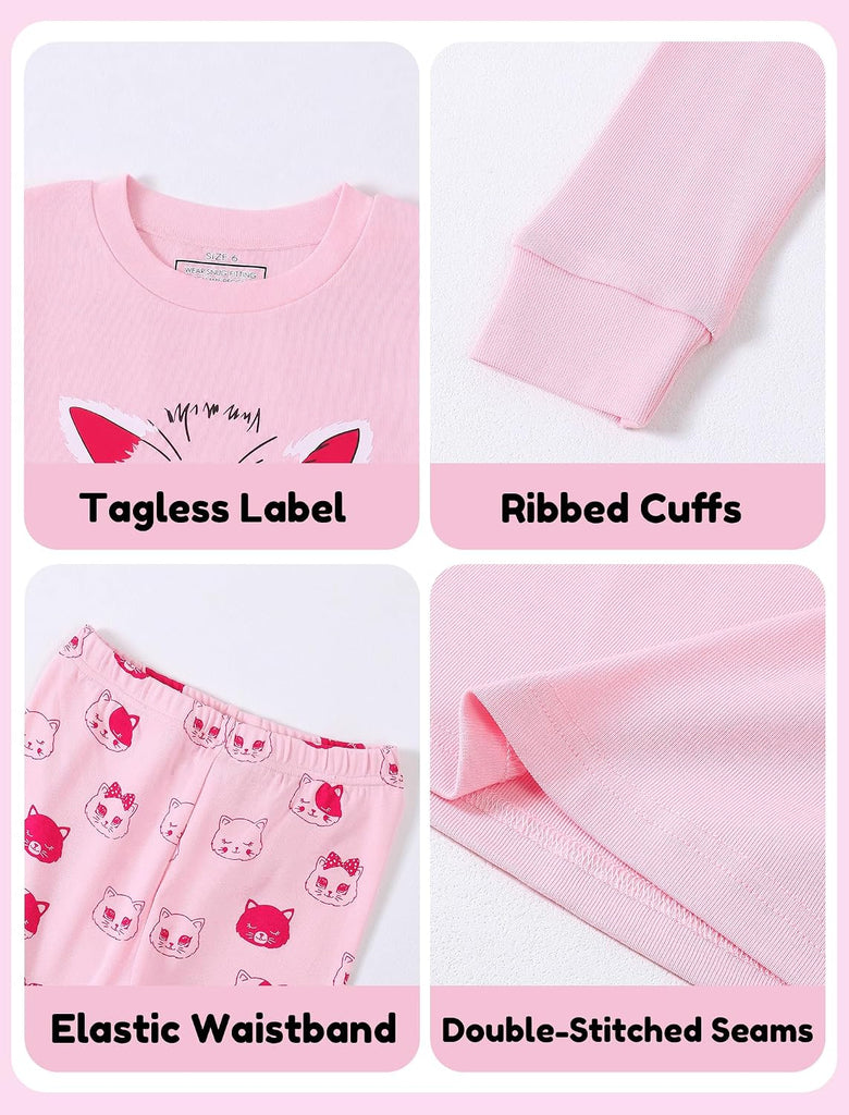 Girls Pajamas 2 Piece Snug Long Sleeve Pjs Sets
