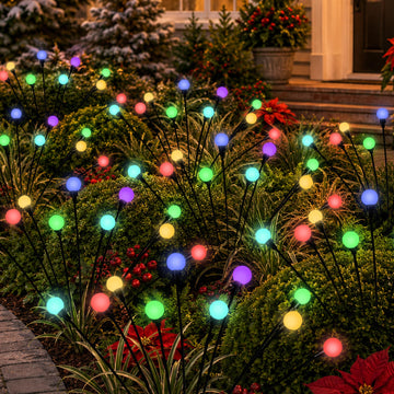 Solar Christmas Lights, 8 Pcs 80LED Firefly Solar Christmas Decor Outdoor