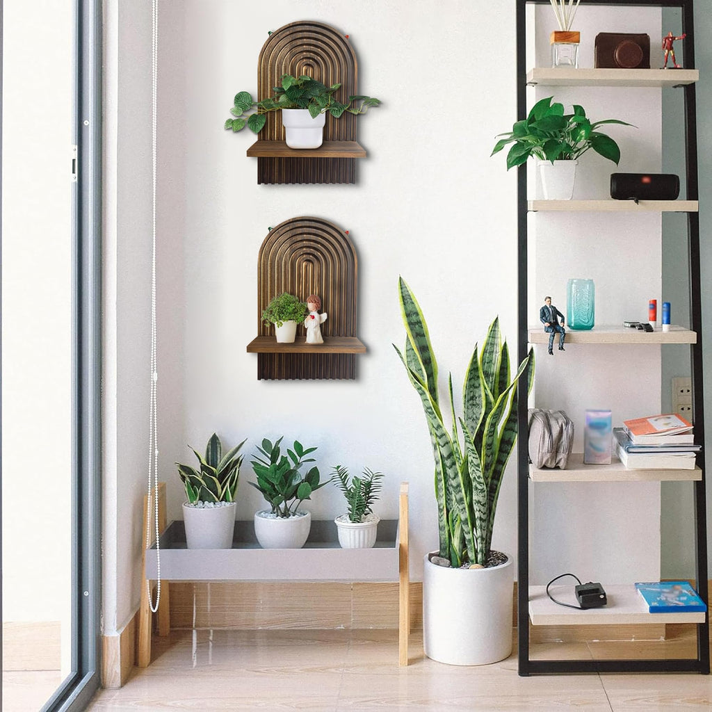 Boho Wall Shelf Set of 2, Floating Shelves for Boho Wall Decor