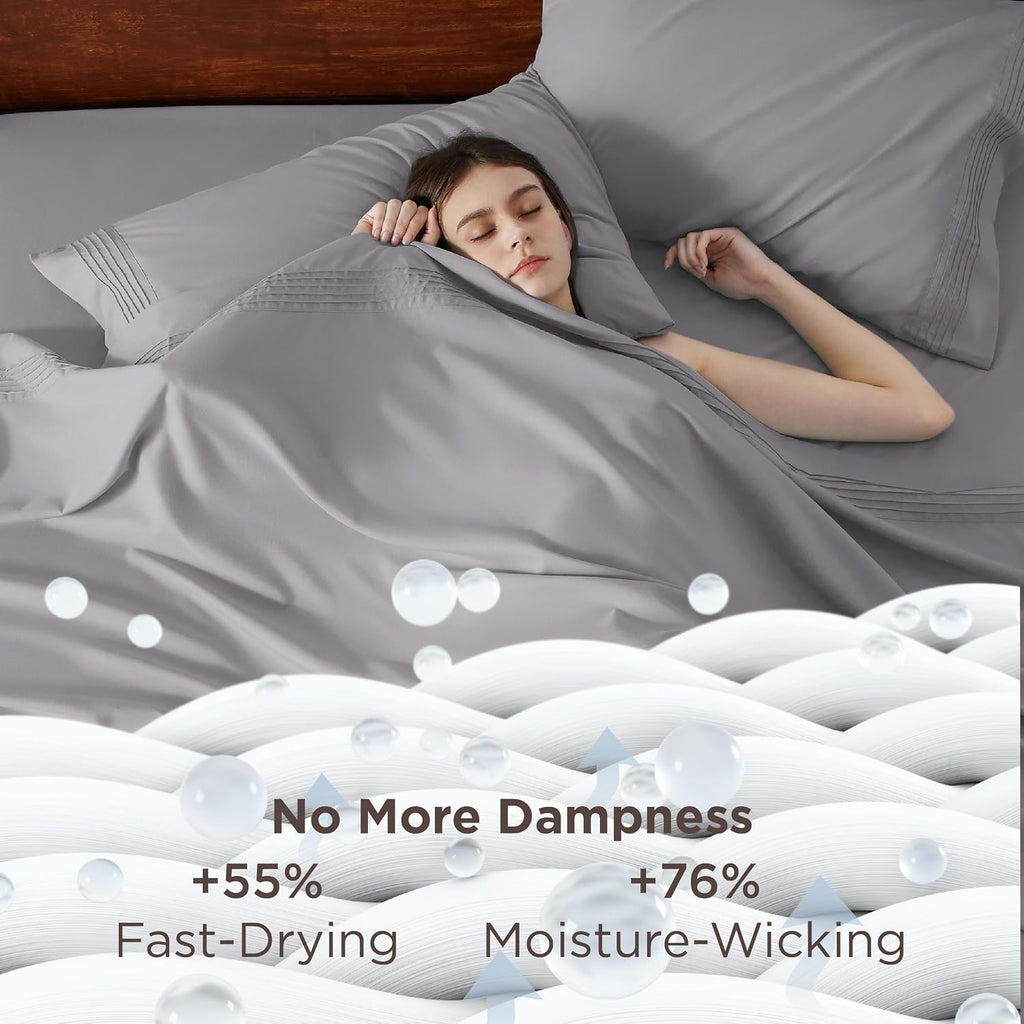 Deep Pocket Queen Sheets Set - Fits Mattresses Up to 21 Inches Thick - 4 Piece GentleSoft Bed Sheets, Moisture