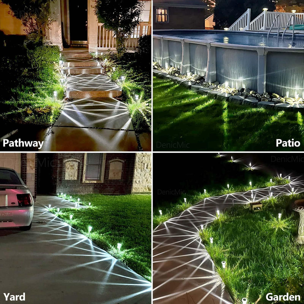 Solar Lights Outdoor Waterproof 10 Pack Pathway Lights Cool White