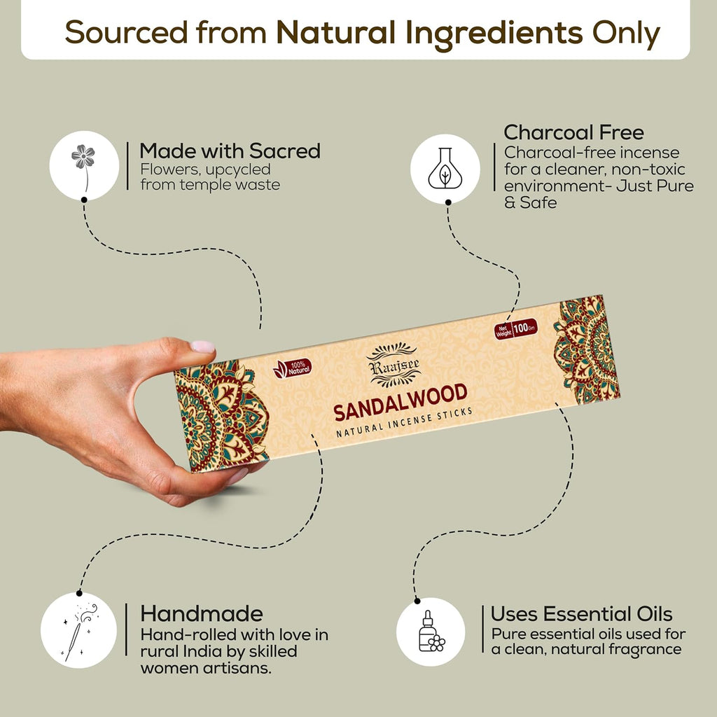 Incense Sticks Assorted Pack (180 gm), 100% Pure Organic Natural Hand Rolled Free from Chemicals - Set of 12