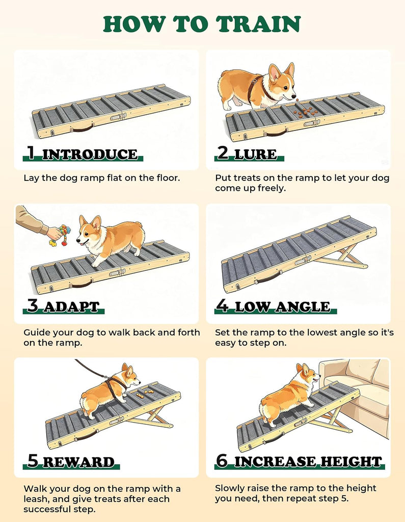 Dog Ramp for Small & Medium Dogs Foldable Pet Ramp for Bed (Black)